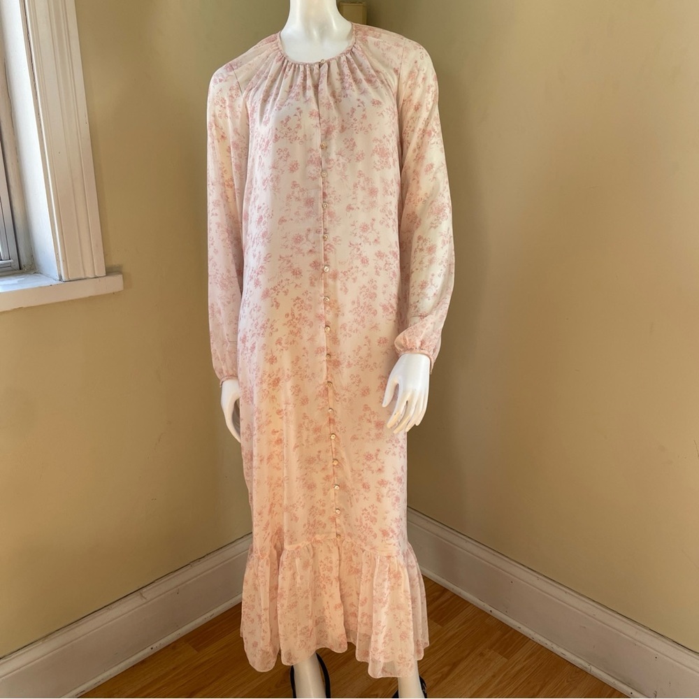 Wilfred Aritzia  Button Maxi Flowy Long Sleeve Dress Medium M Boho CottageCore